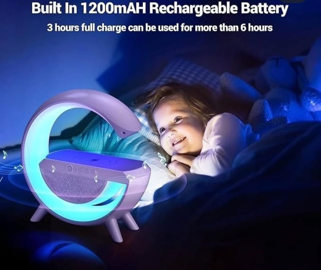 3-in-1 RGB LED Wireless Charging Speaker – Music Sync Ambient Light + Fast Qi Charger + Bluetooth Stereo Sound | Modern Bedside Lamp